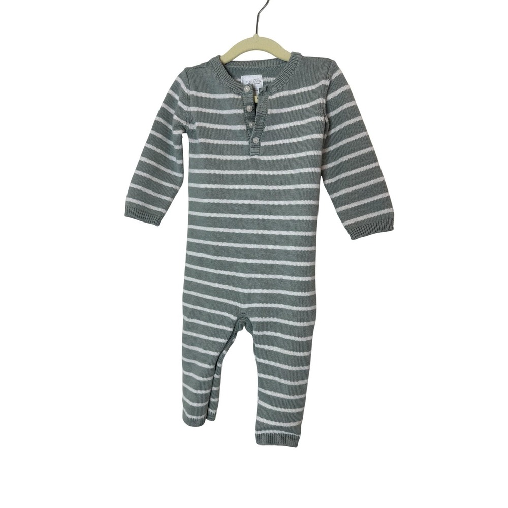 Little Planet By Carter's‎ Romper Baby Boys 18 Months Gray Stripe Knit One Piece
